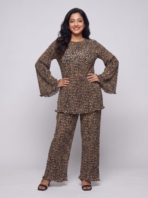Caramel Leopard Crinkle Co-ord