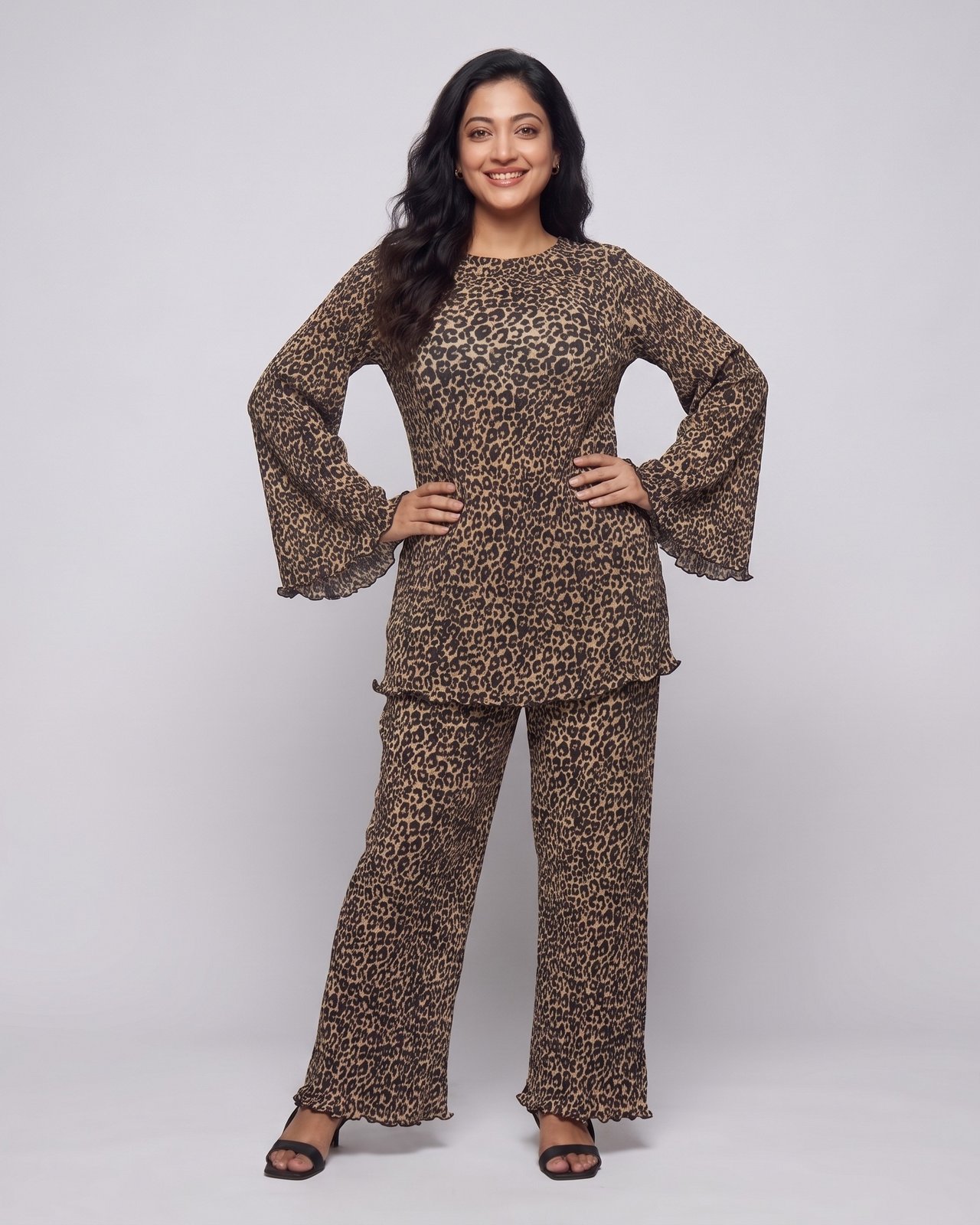 Caramel Leopard Crinkle Co-ord