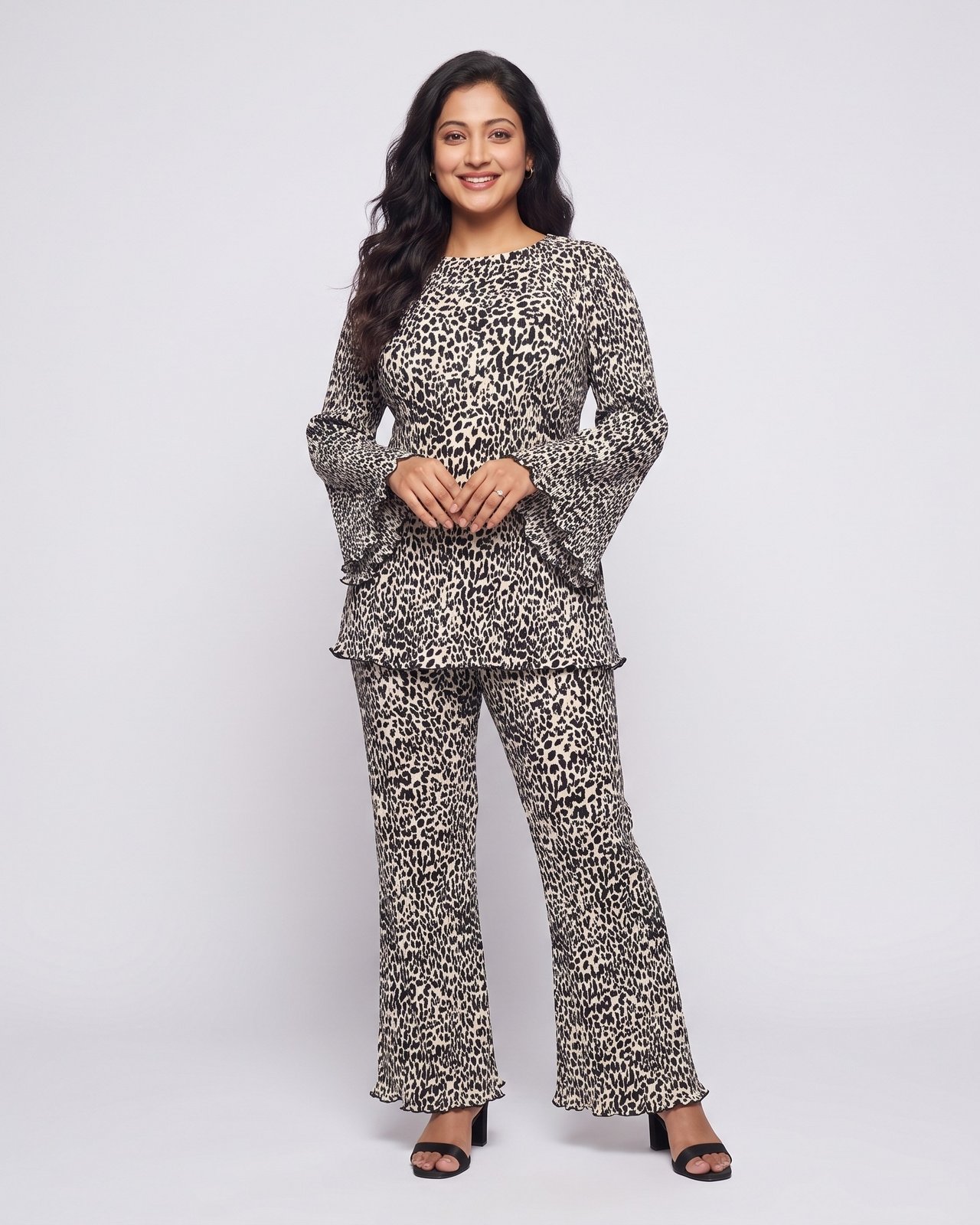 Ivory Leopard Crinkle Co-ord