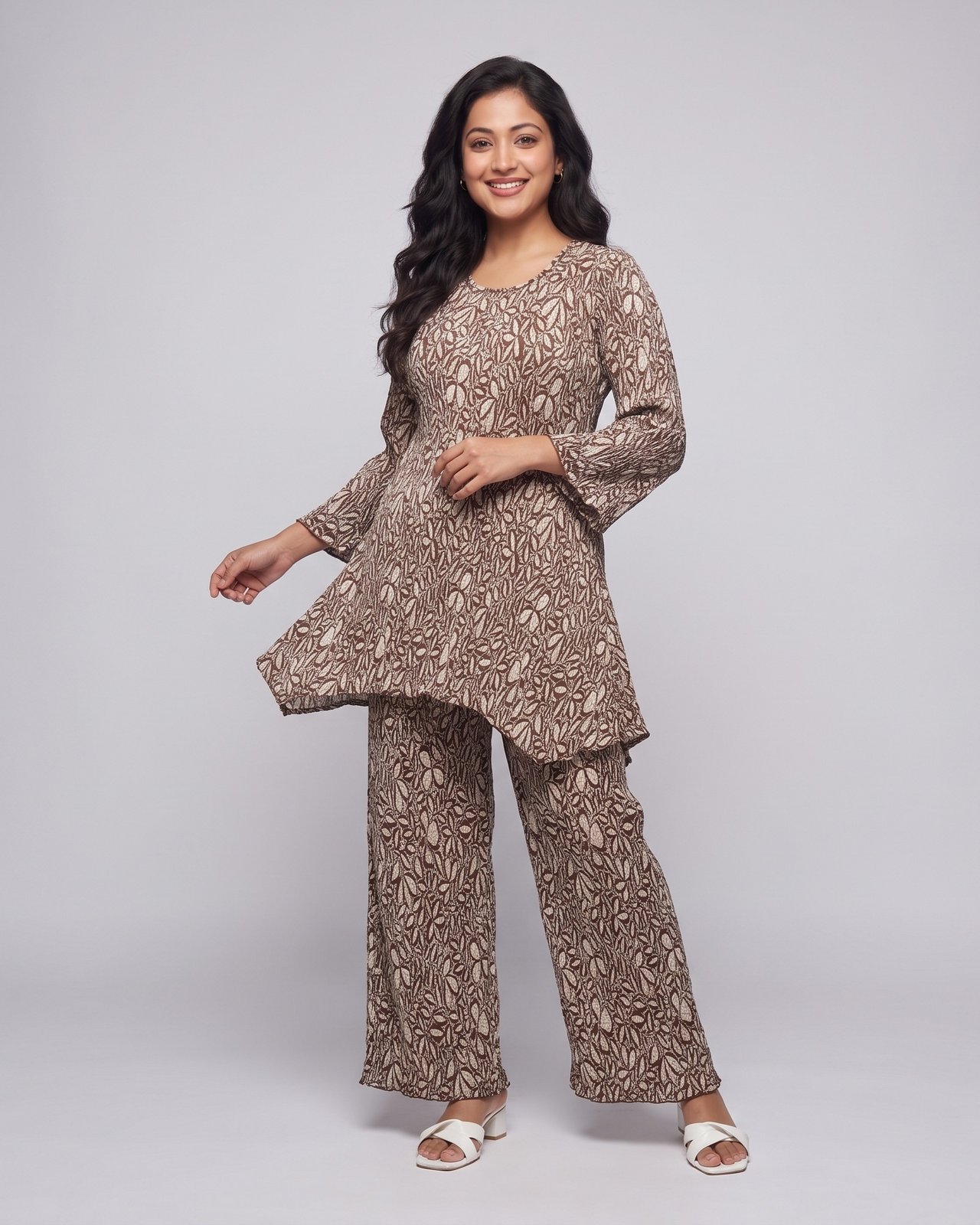 Mocha Leaf Crinkle Co-ord