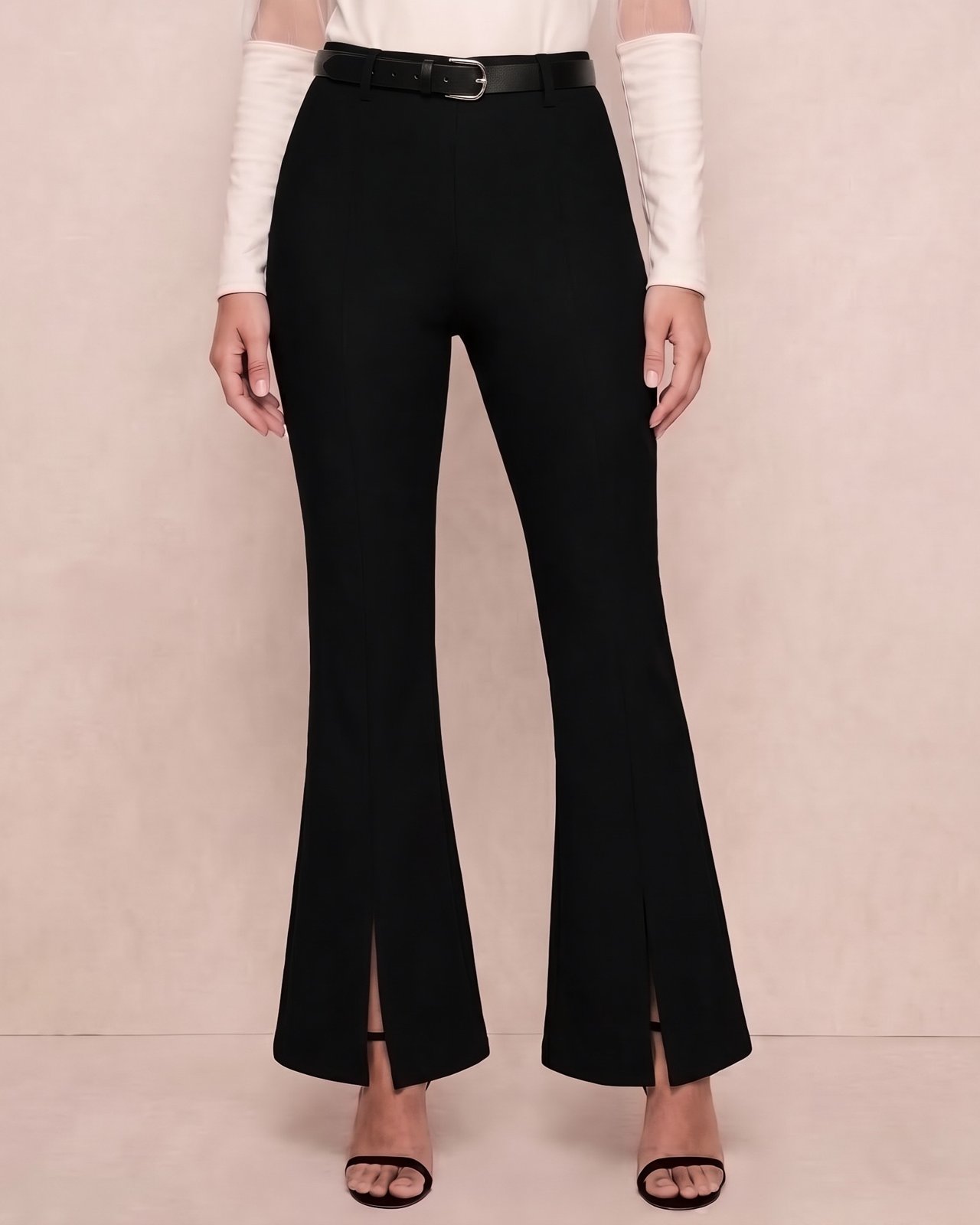 Black Front-Slit Flare