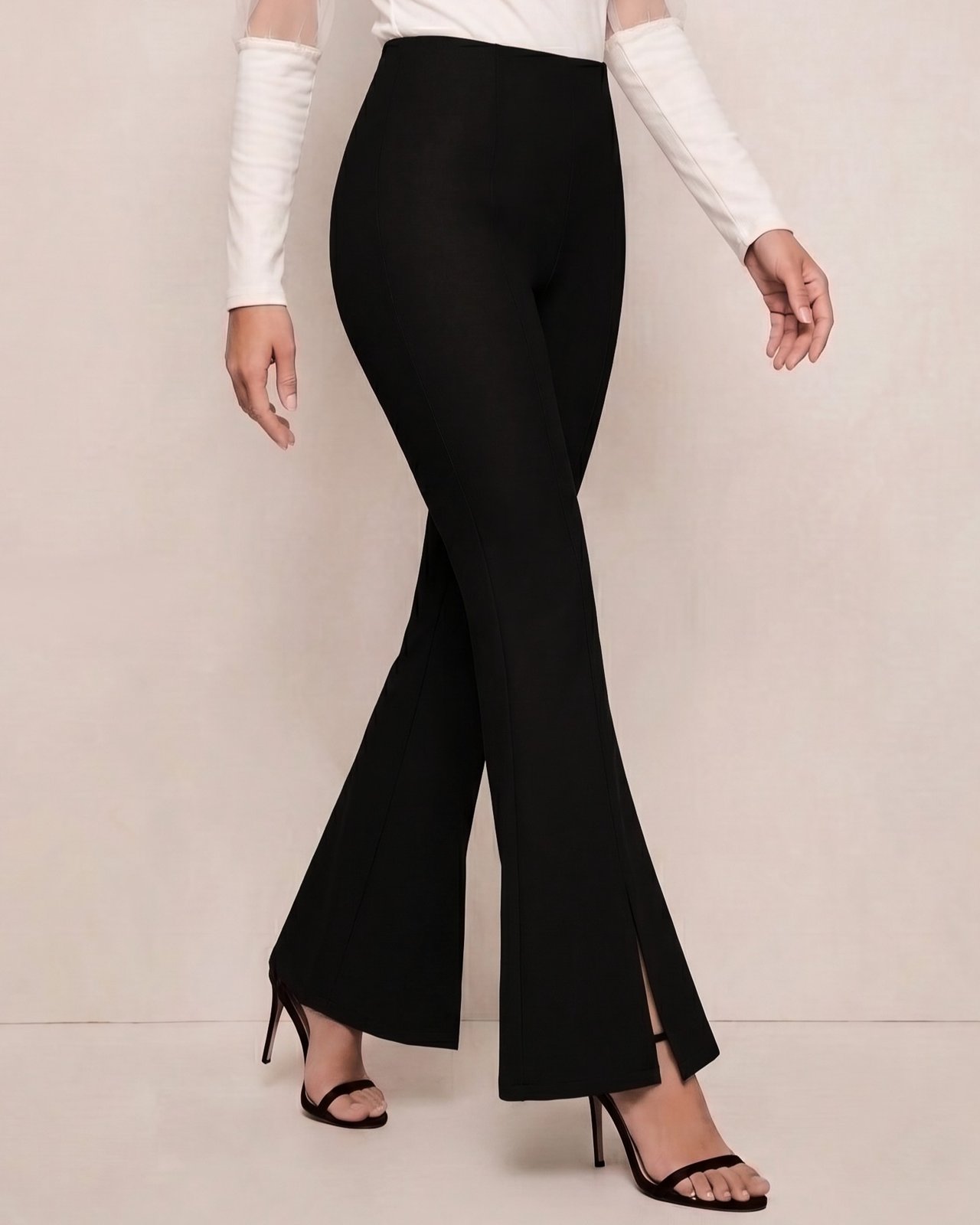 Black Front-Slit Flare