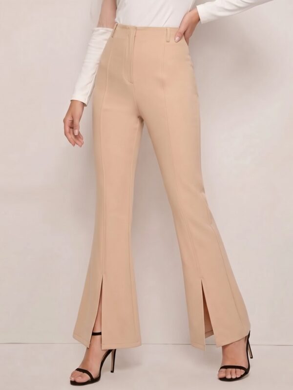 Beige Front-Slit Flare