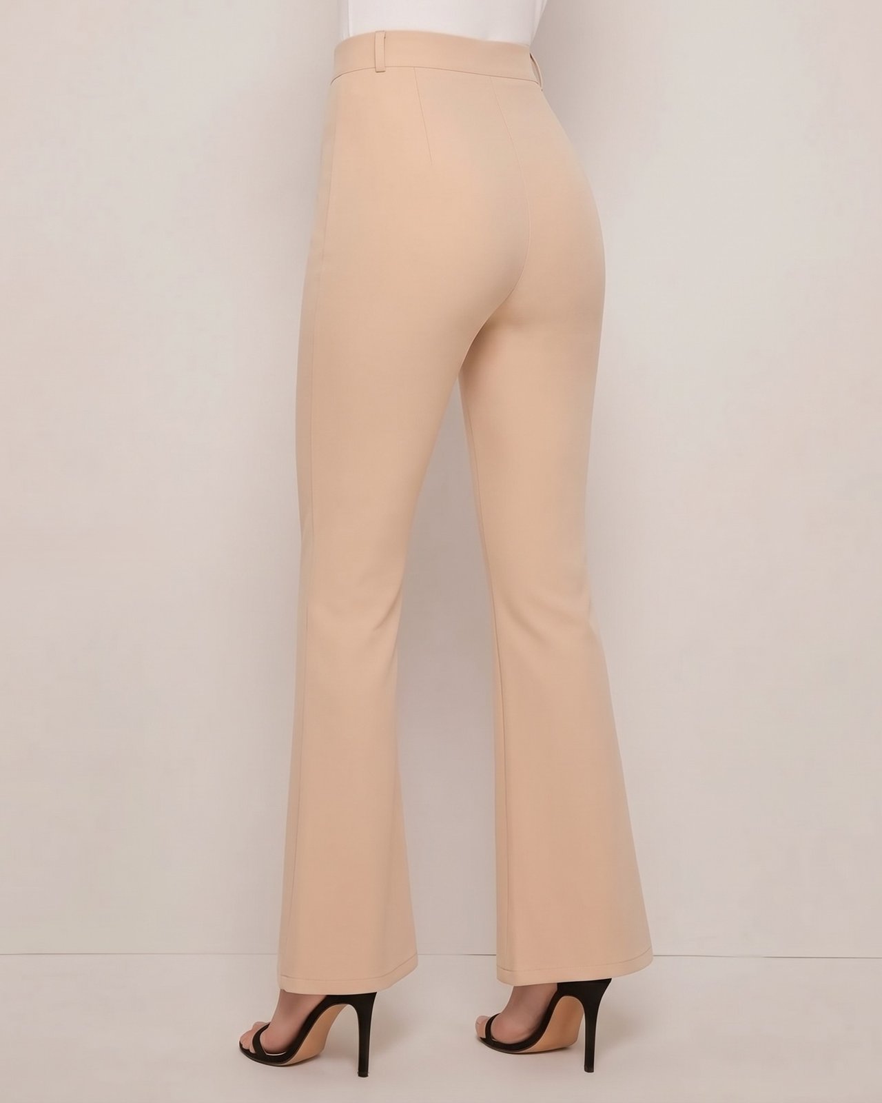 Beige Front-Slit Flare