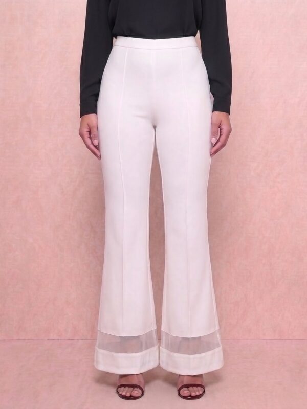 White Mesh-Hem Flare