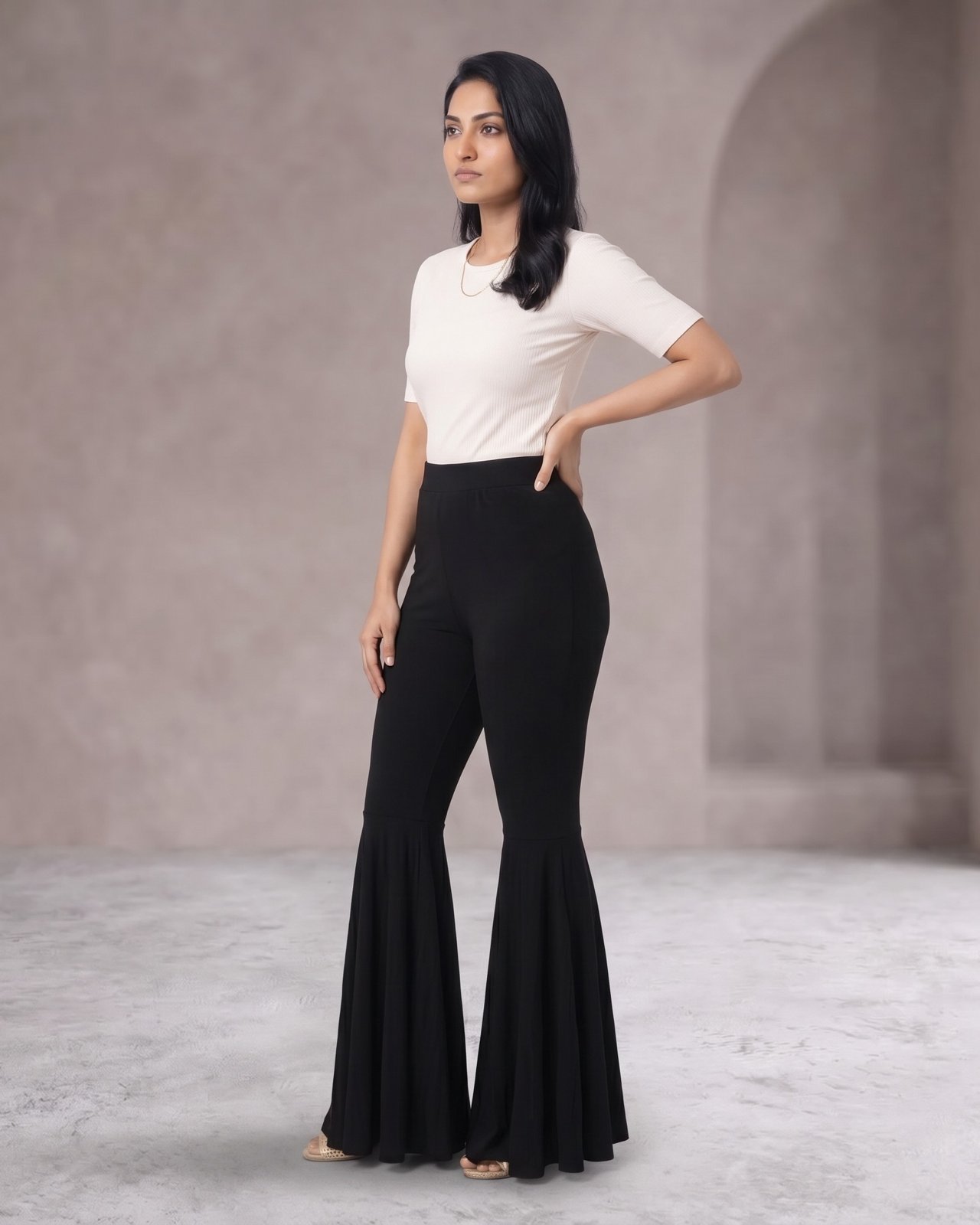 Jet Black Bell Flare