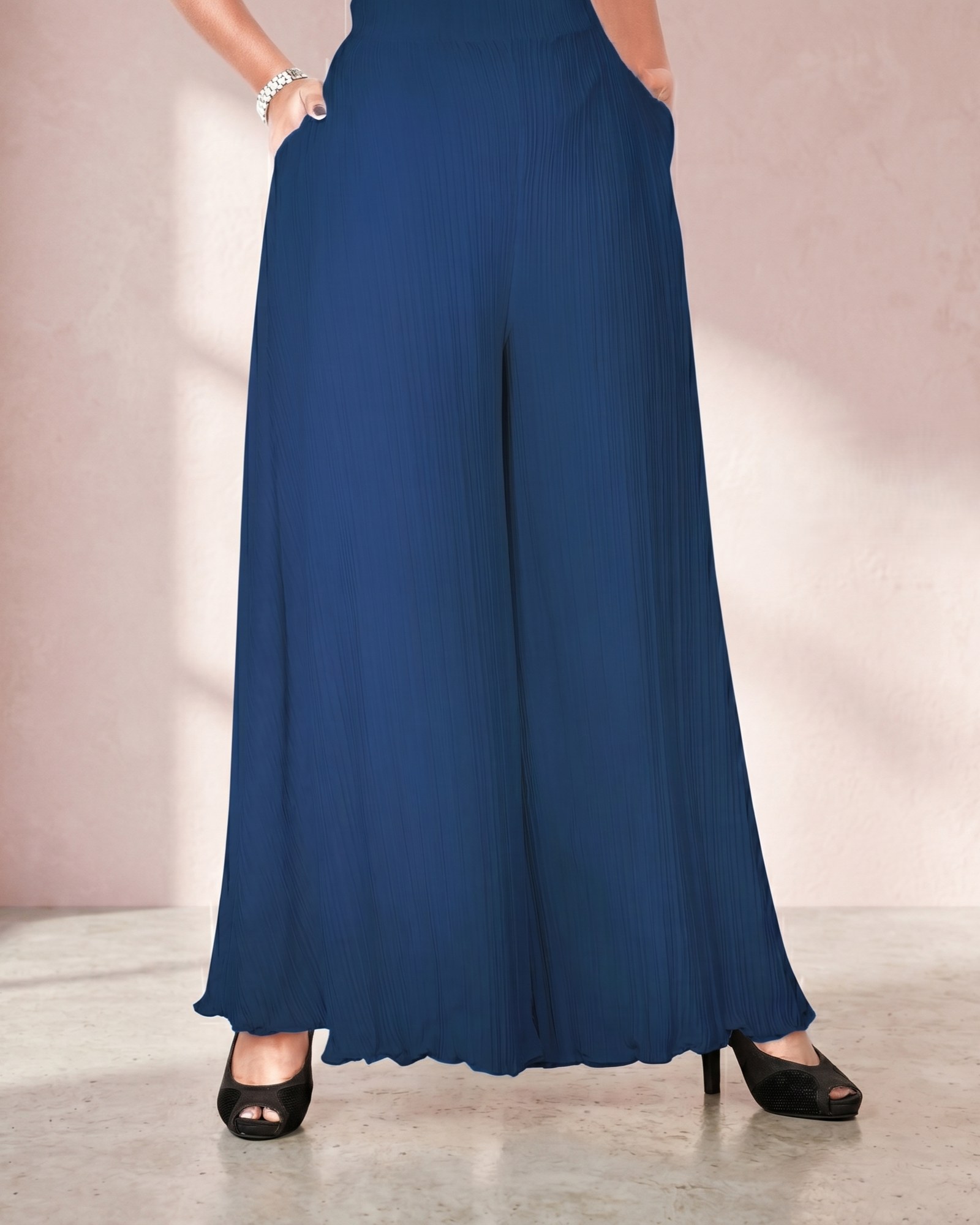 Premium Essential Pleated Palazzo - Cobalt Blue