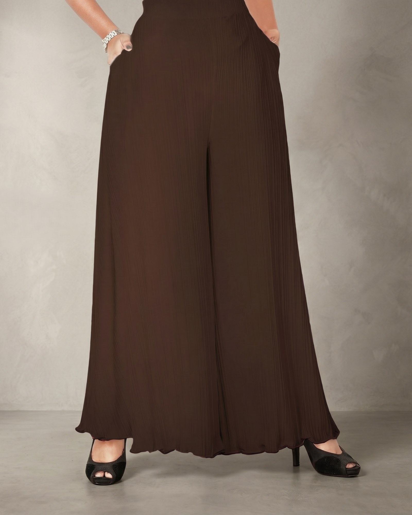 Premium Essential Pleated Palazzo - Espresso Brown