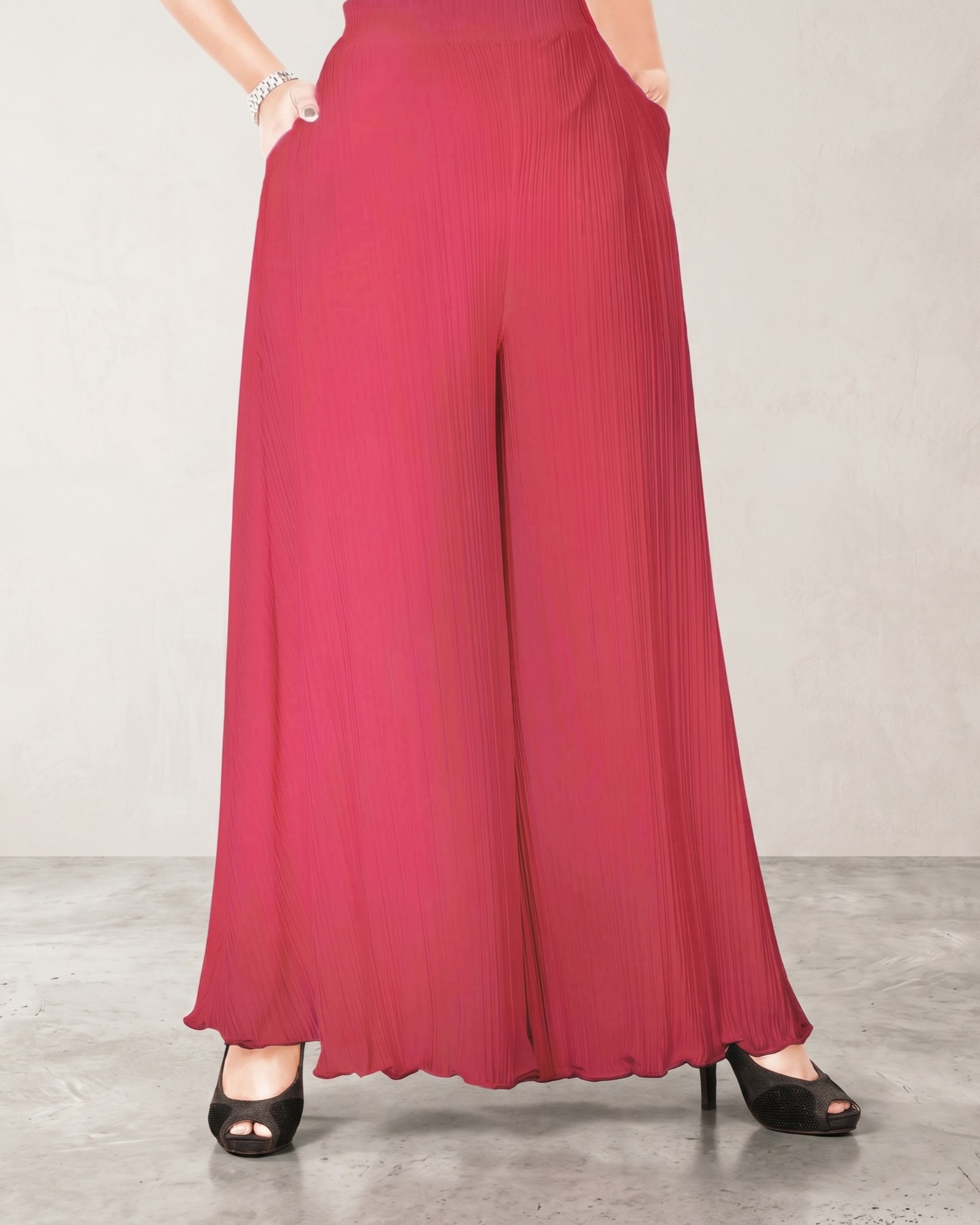 Premium Essential Pleated Palazzo - Hot Pink