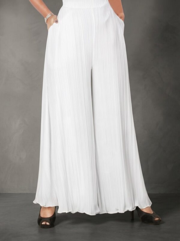 Premium Essential Pleated Palazzo - Ivory White