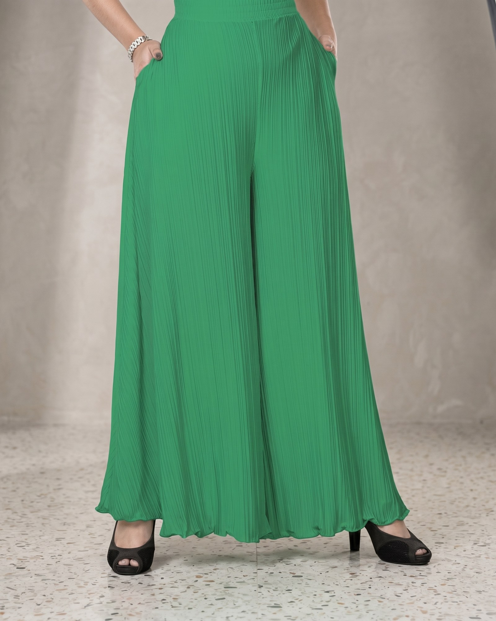 Premium Essential Pleated Palazzo - Kelly Green