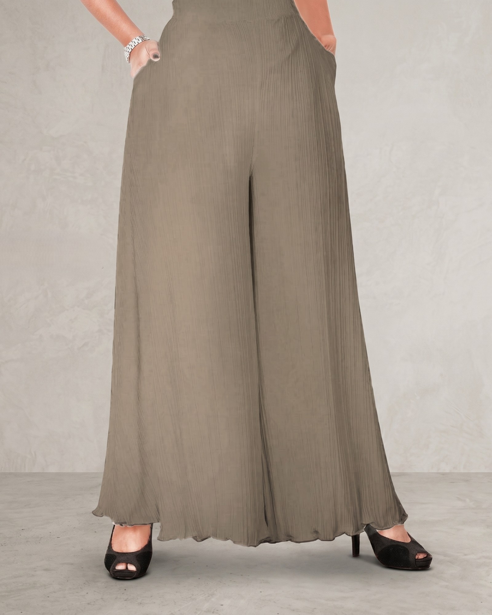 Premium Essential Pleated Palazzo - Stone Beige