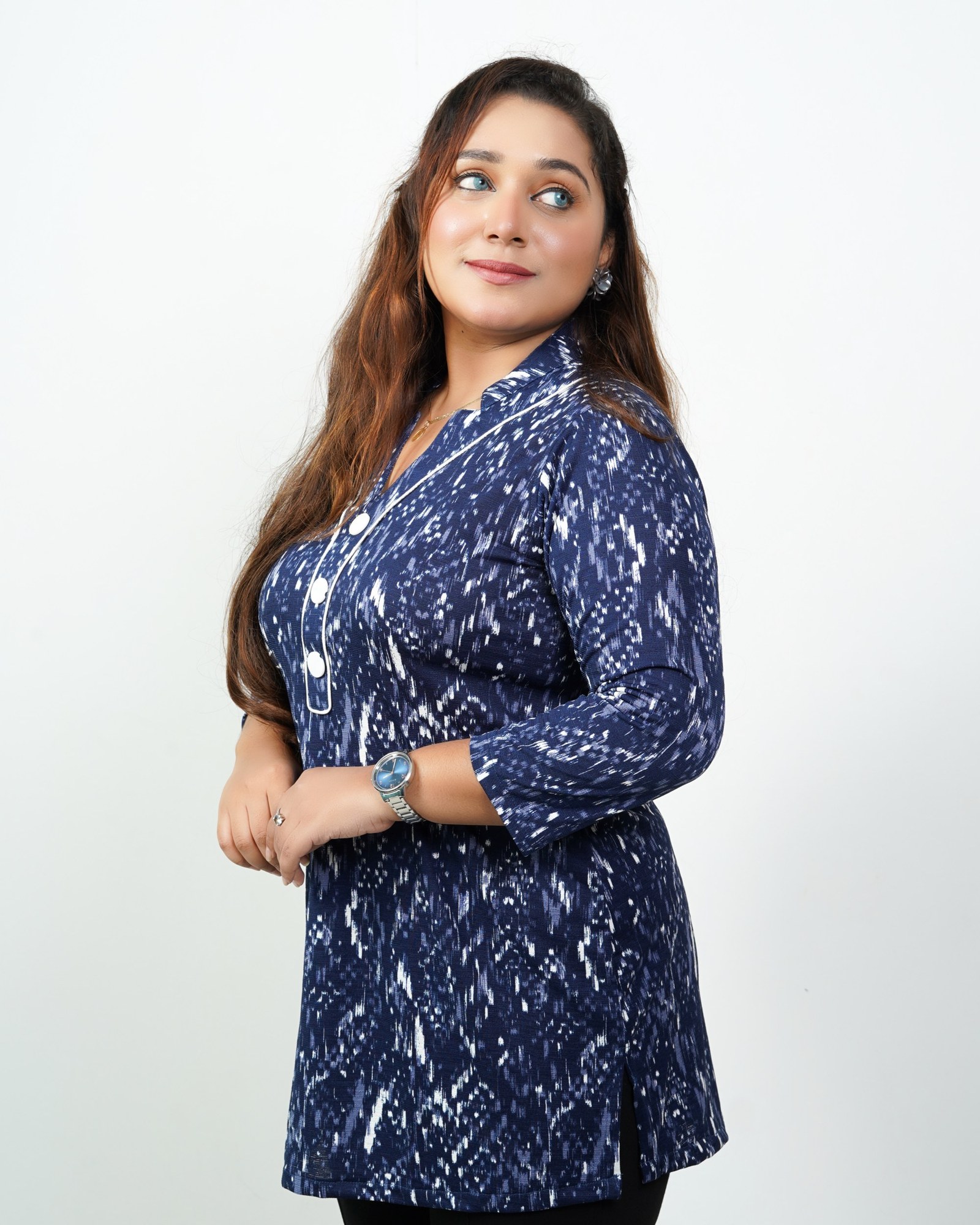 Navy Ikat Top
