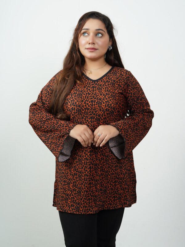 Rust Leopard Pleated Top